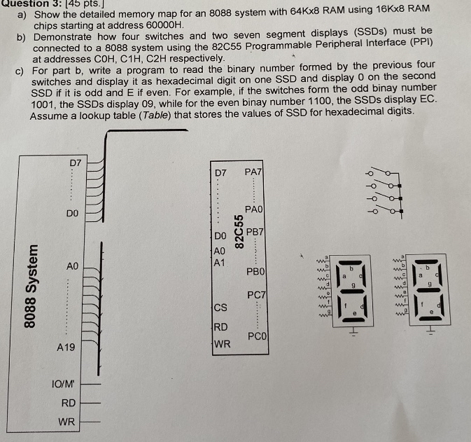 Question 3 : [ 4 5 pts . ] a ) Show the detailed