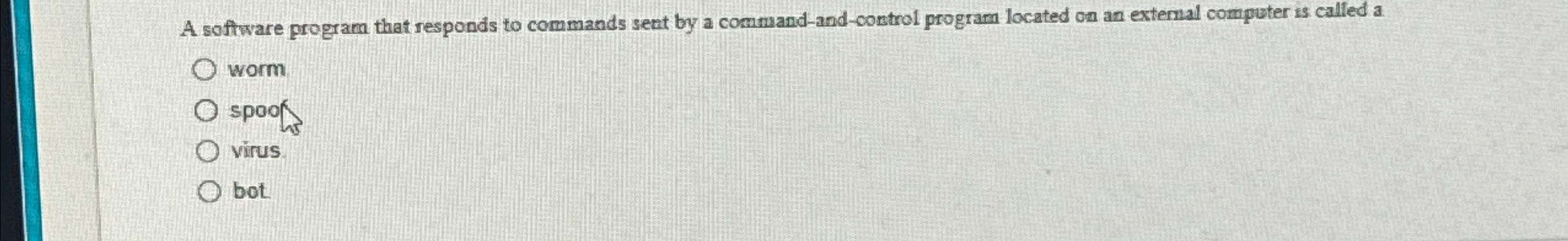 A soffware program that responds to commands seat