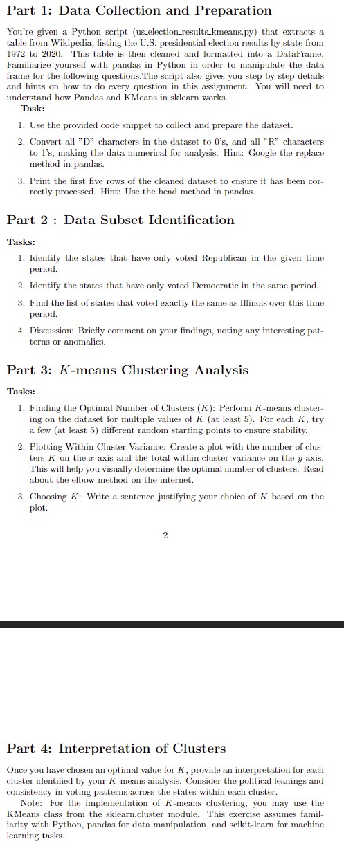 Part 1 : Data Collection and Preparation You're