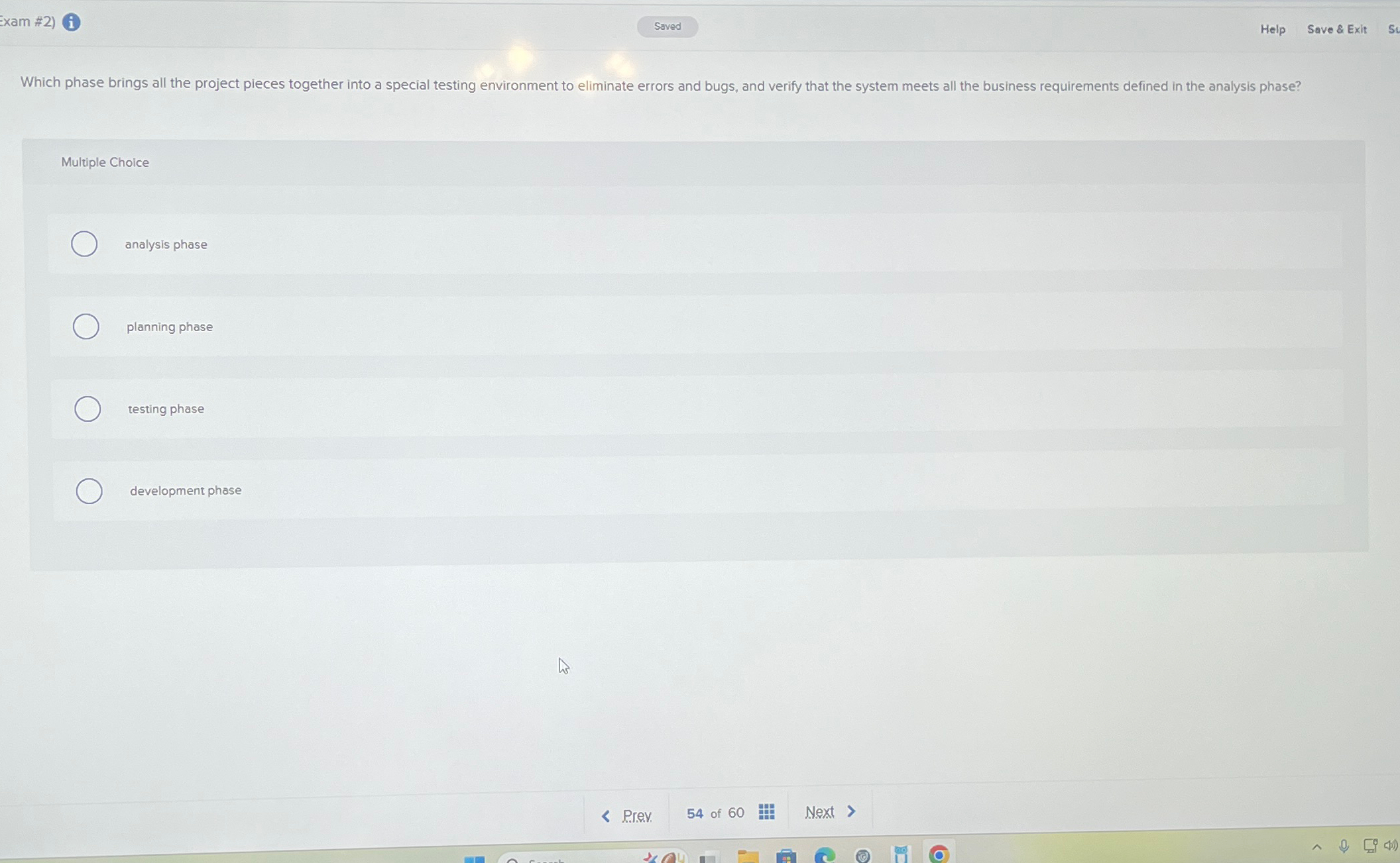 Exam # 2 ) i Help Save & Exit S: Which phase