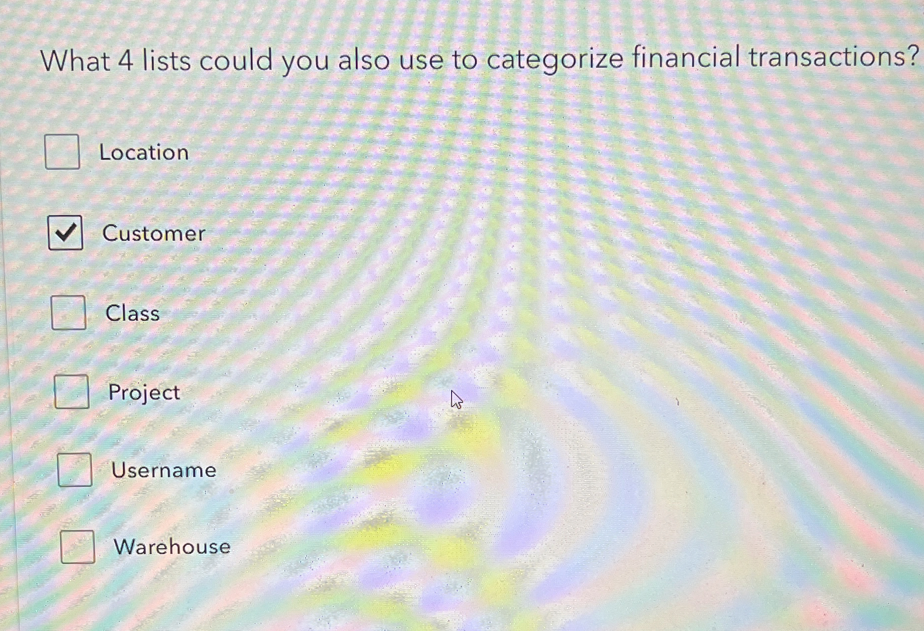 What 4 lists could you also use to categorize