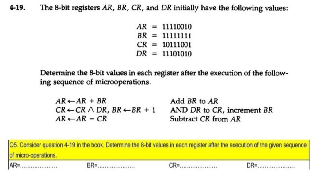 Q 5 . Consider question 4 - 1 9 in the book.