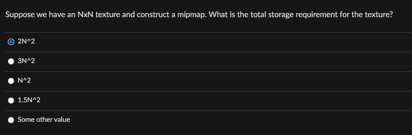 Suppose we have an NxN texture and construct a