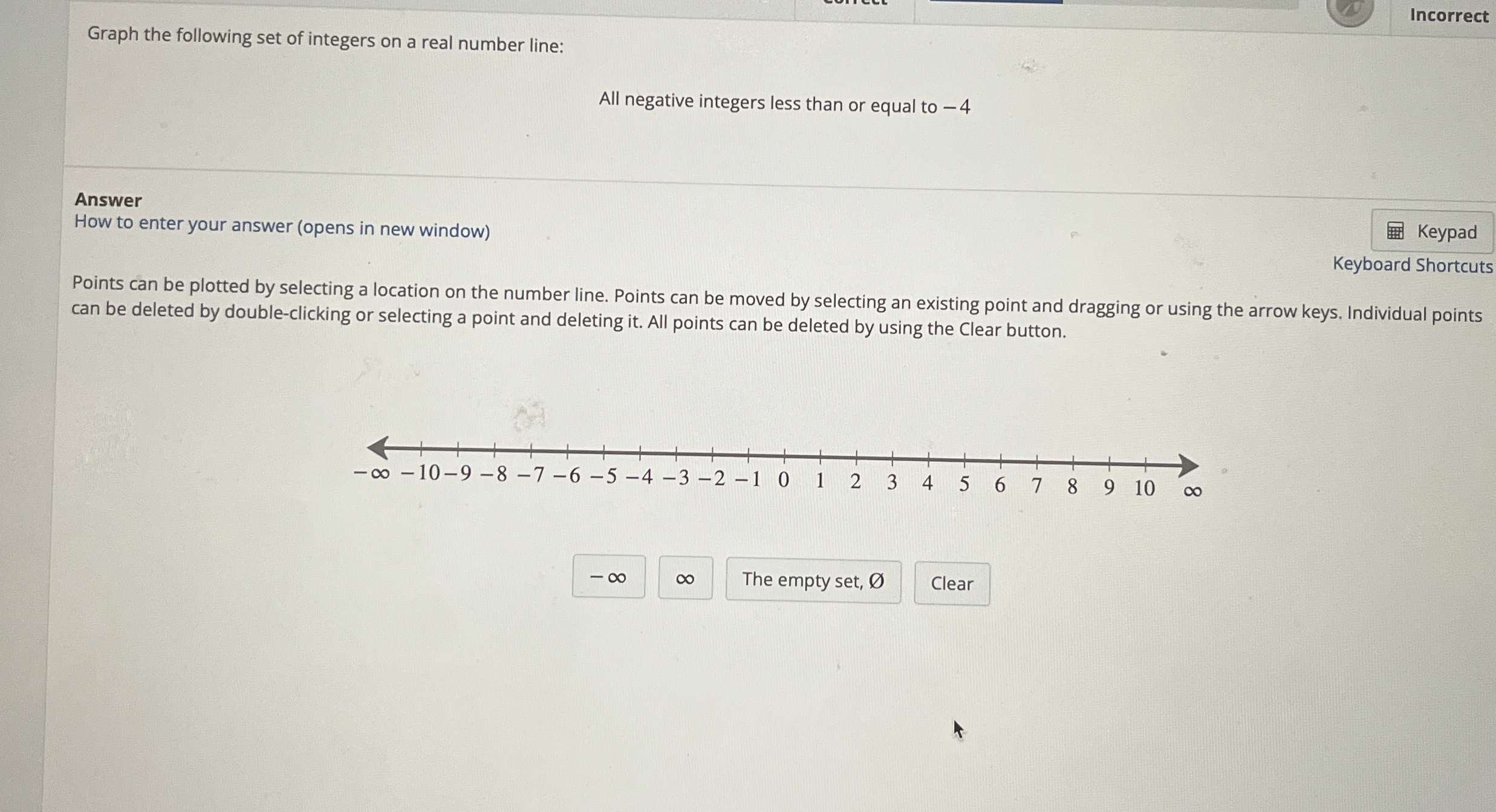 Graph the following set of integers on a real