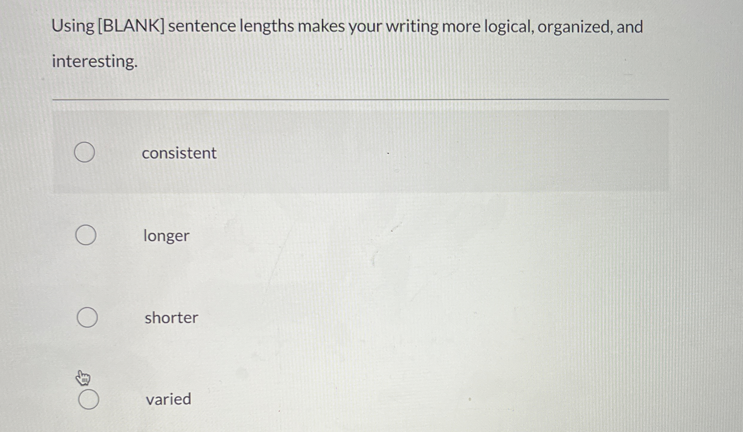 Using [ BLANK ] sentence lengths makes your