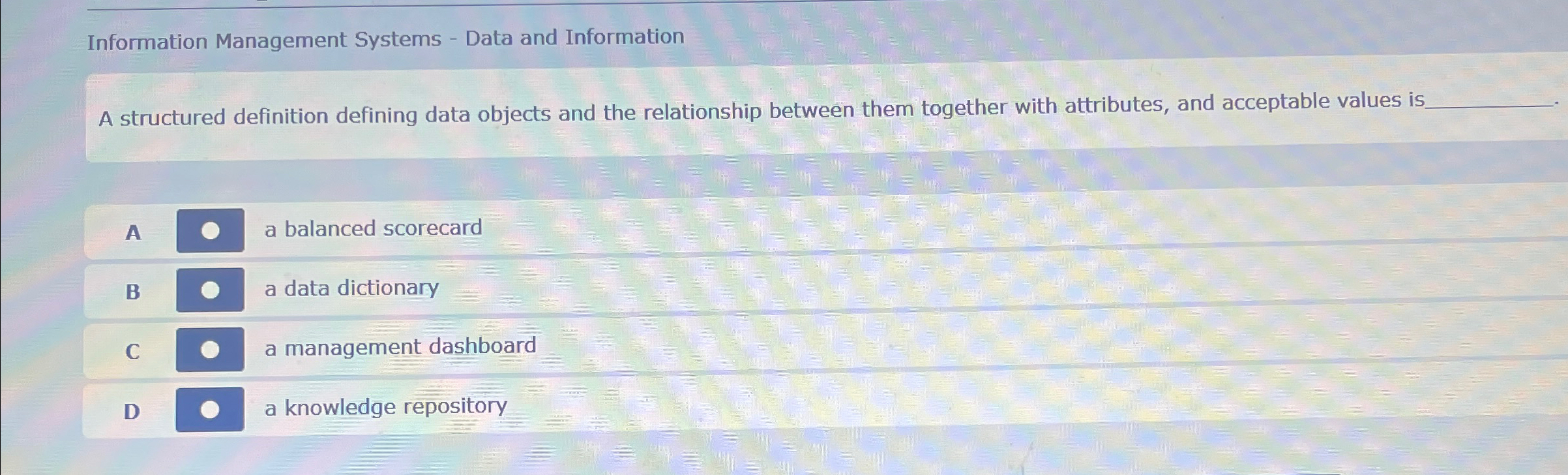 Information Management Systems - Data and