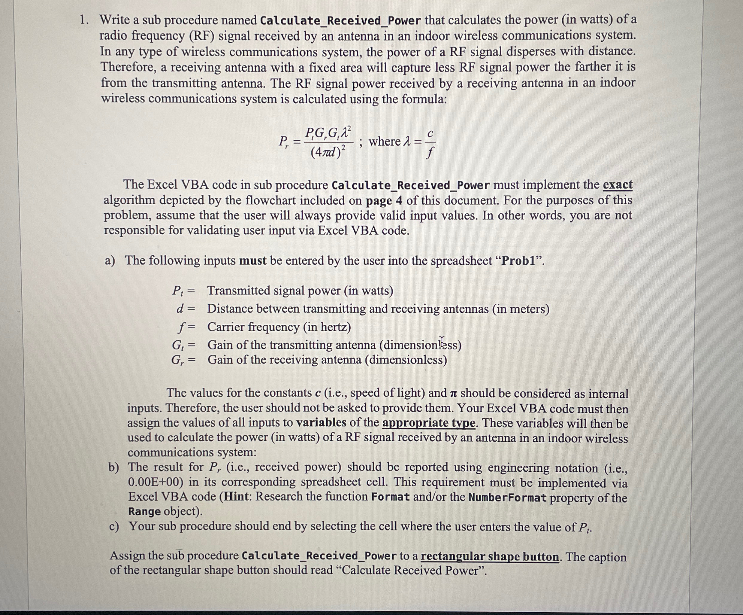 Write a sub procedure named Calculate _ Received