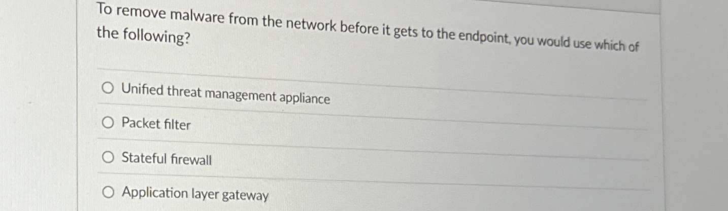 To remove malware from the network before it gets
