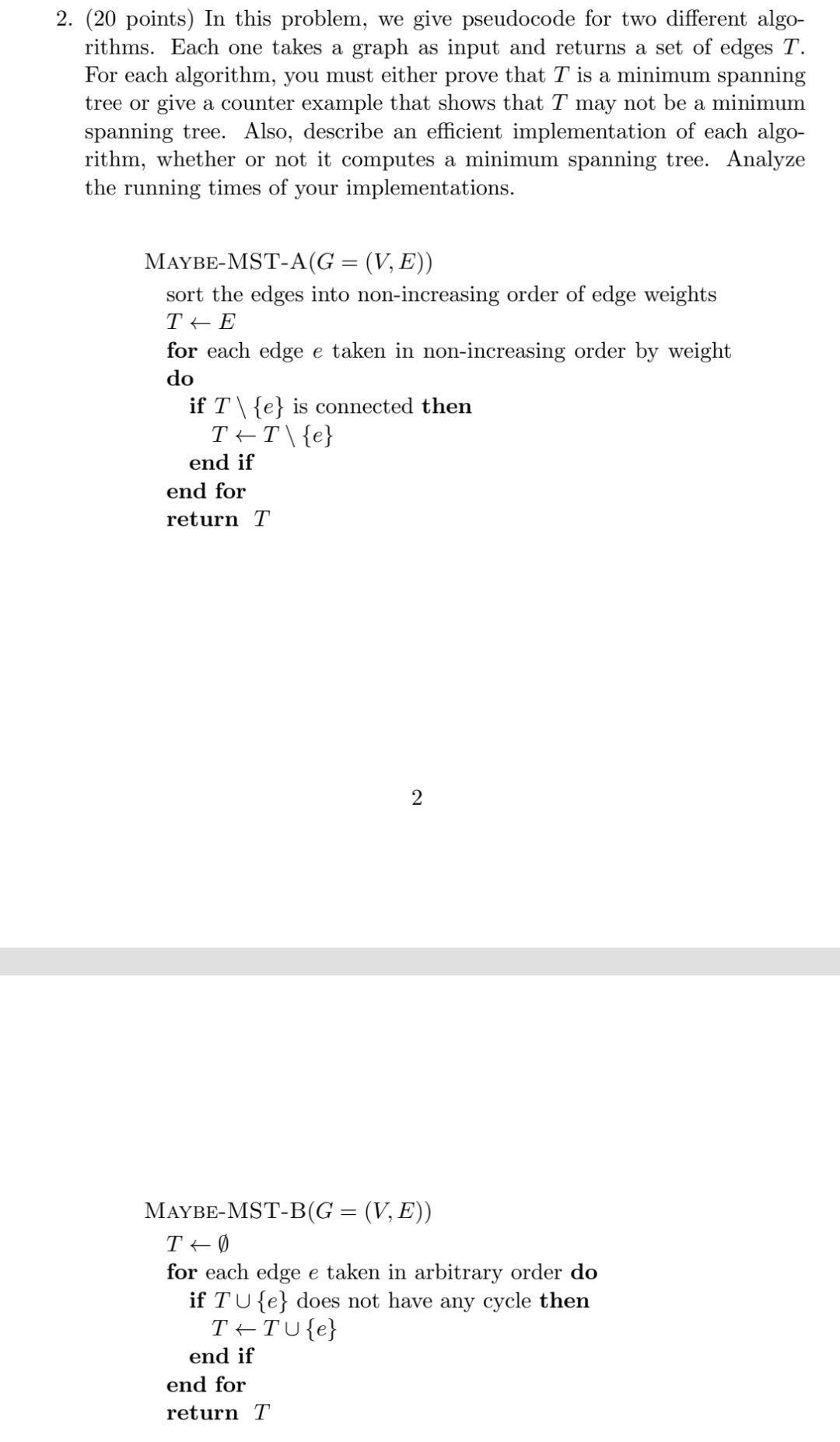 ( 2 0 points ) In this problem, we give