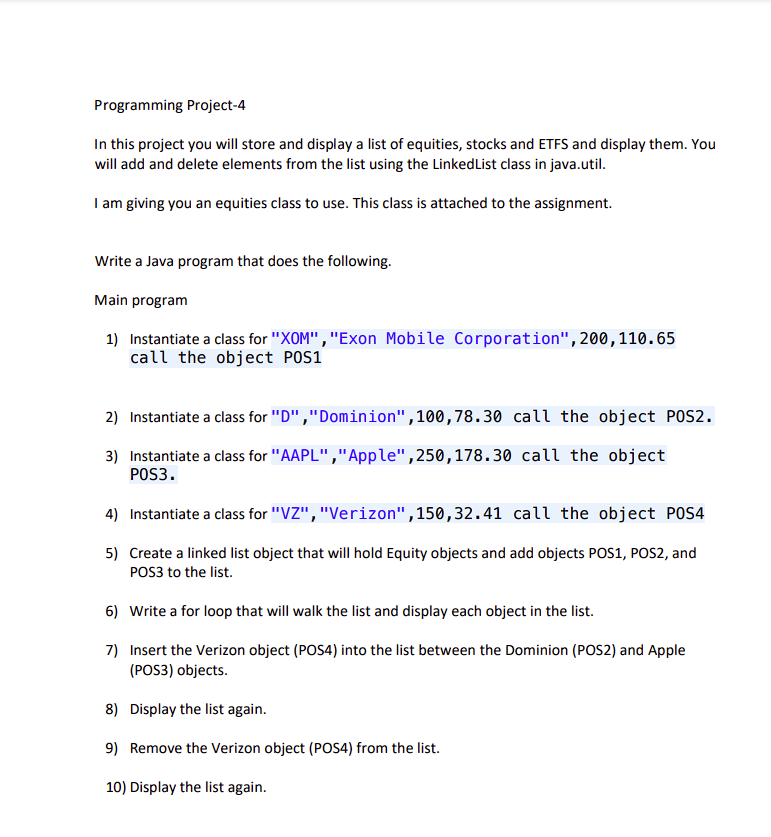 Programming Project - 4 In this project using