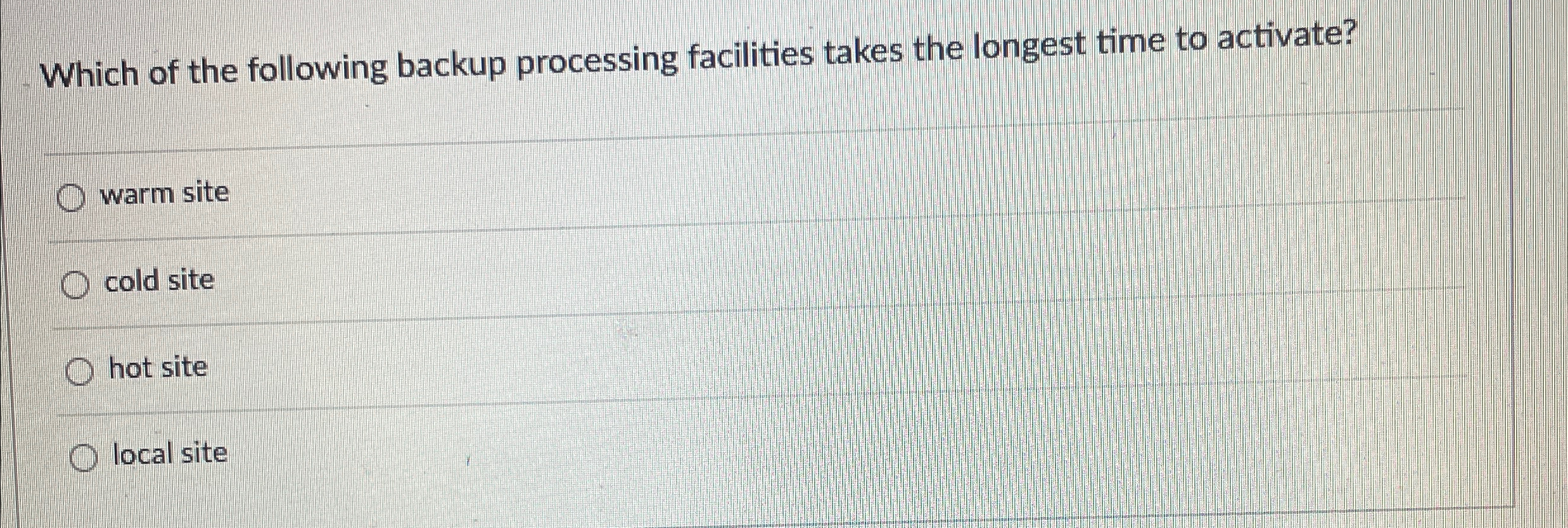 Which of the following backup processing