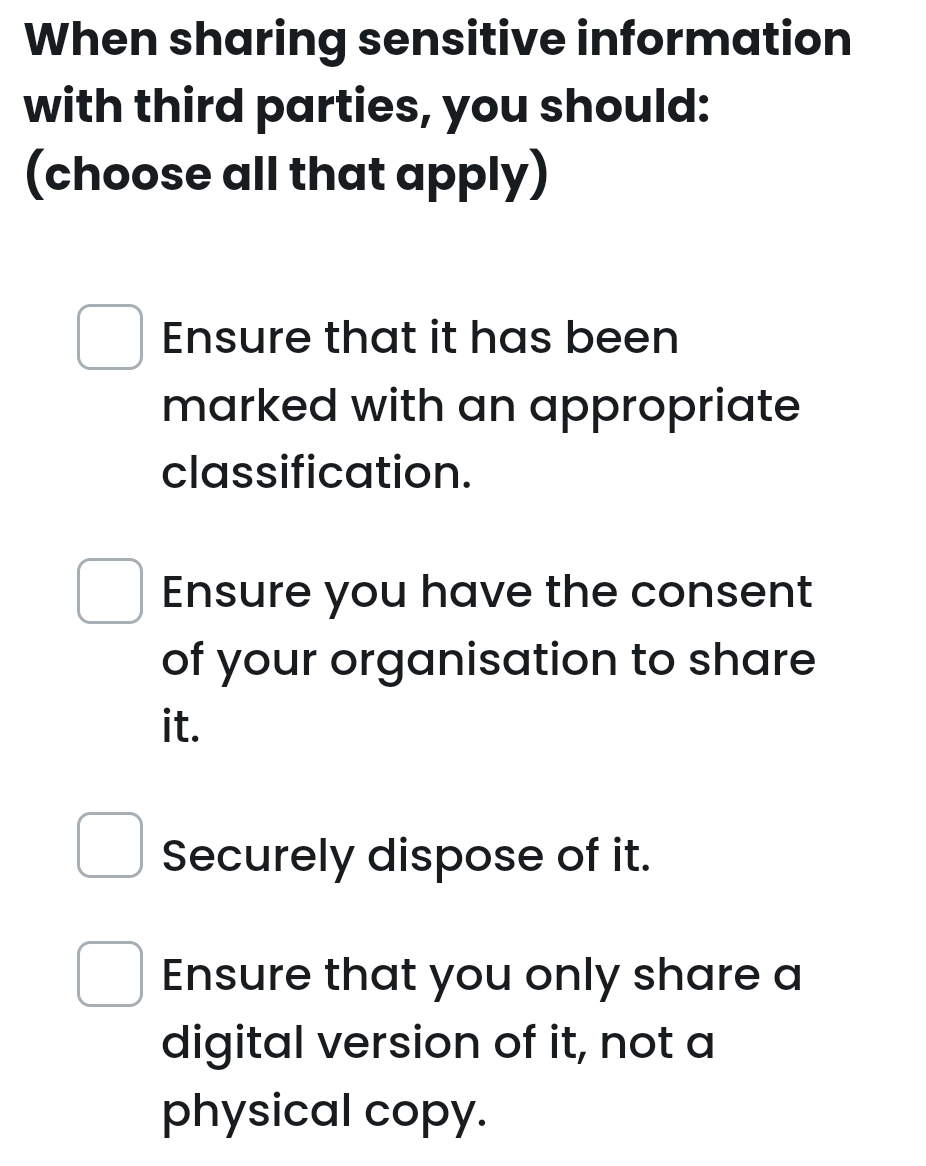 When sharing sensitive information with third