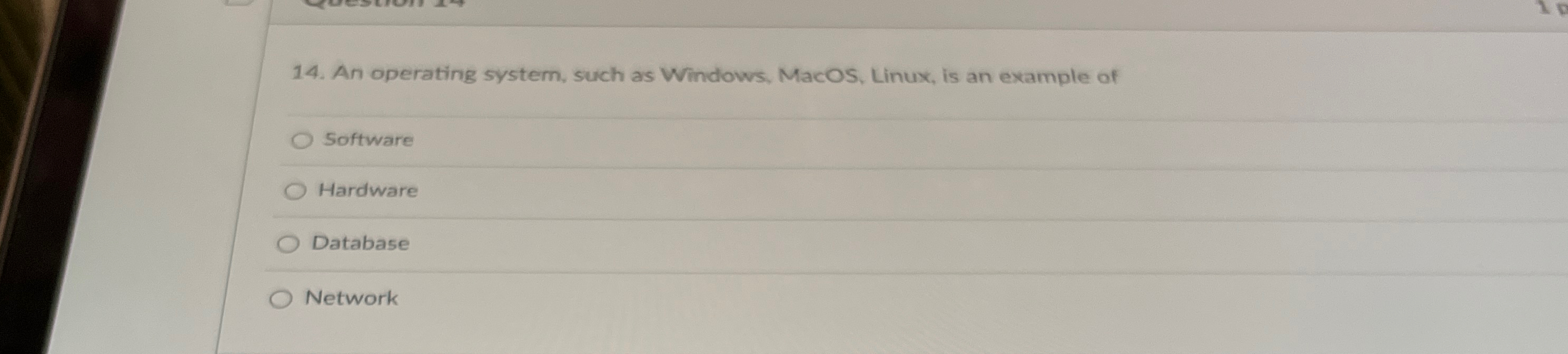 An operating system, such as Windows, MacOS,