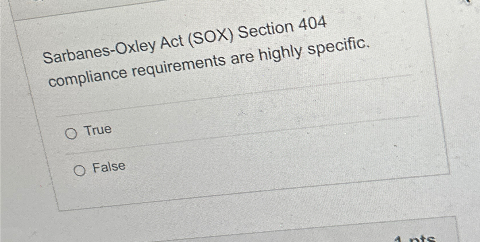 Sarbanes - Oxley Act ( SOX ) Section 4 0 4