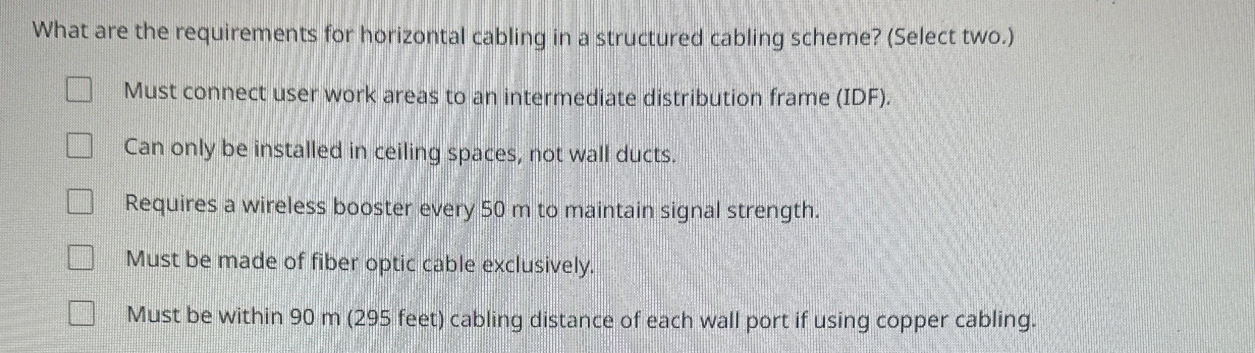 What are the requirements for horizontal cabling
