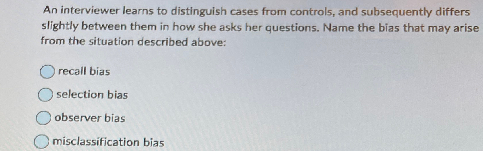 An interviewer learns to distinguish cases from
