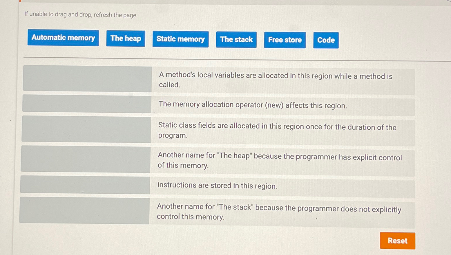 If unable to drag and drop, refresh the page. A