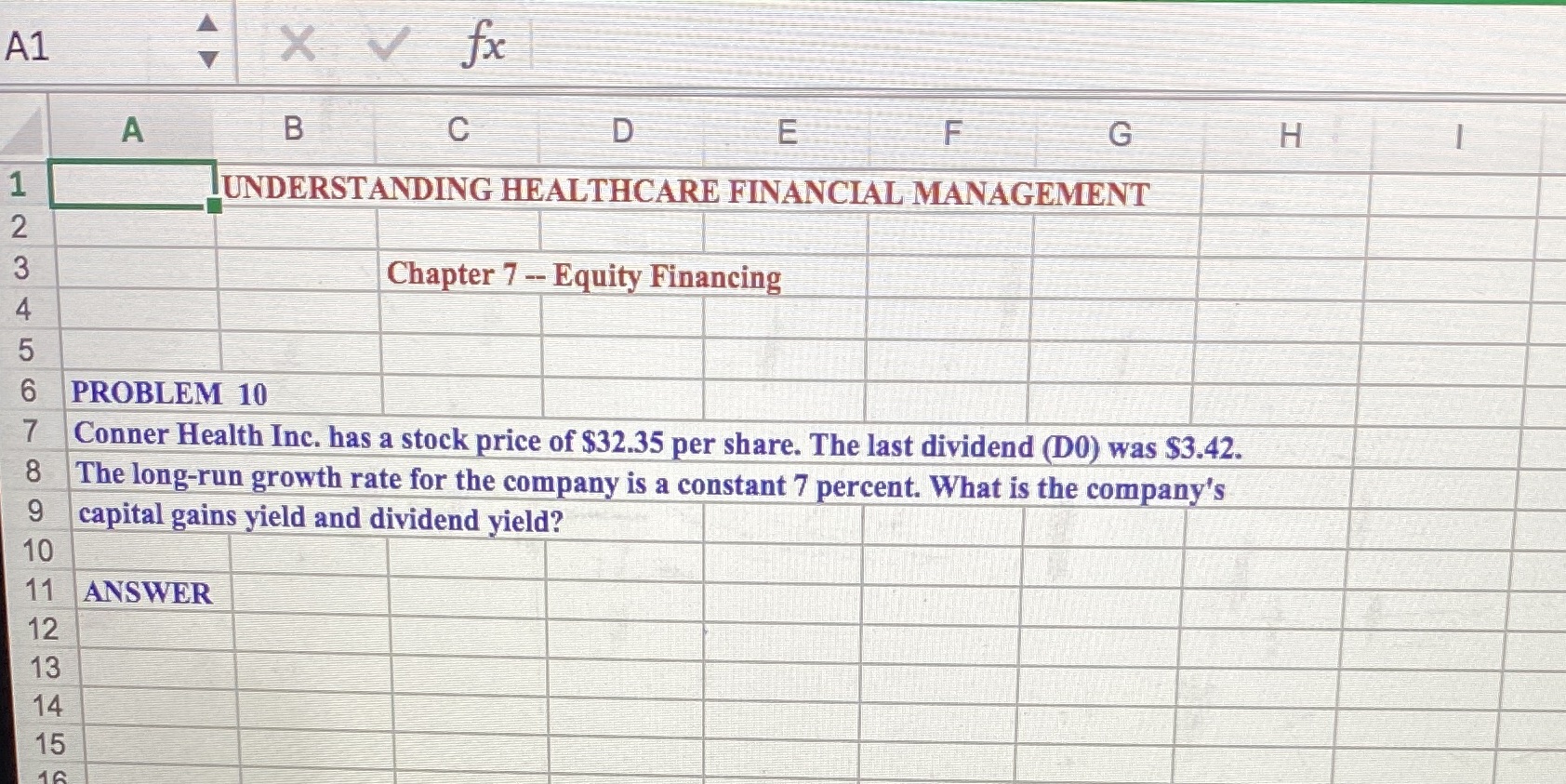 A1 X V fx A B C D E F G H UNDERSTANDING