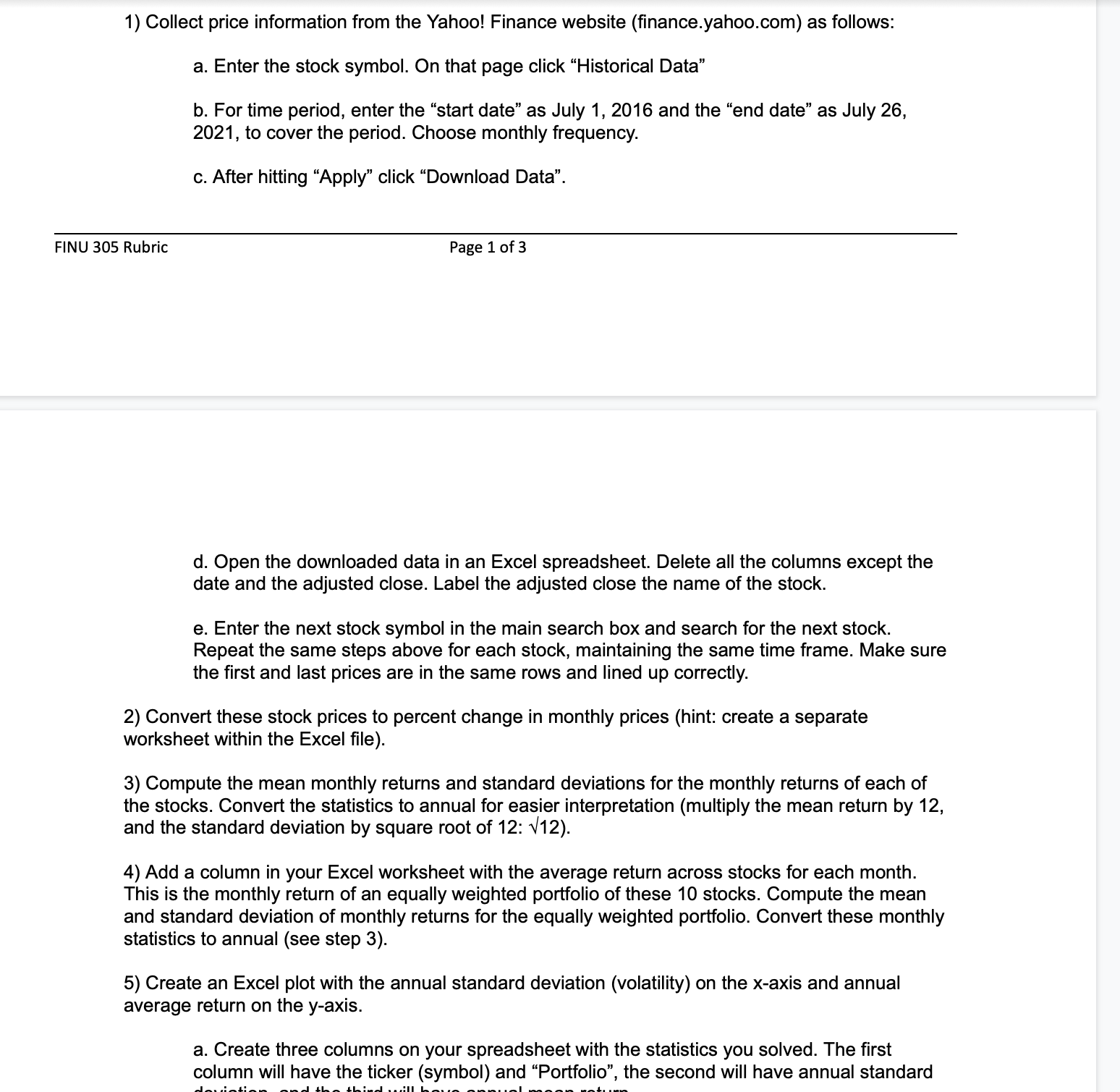 Assignment #2: Portfolio Analysis FINU 607 Week #