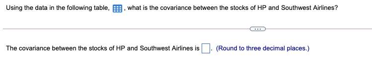 Data table (Click on the following icon @) in