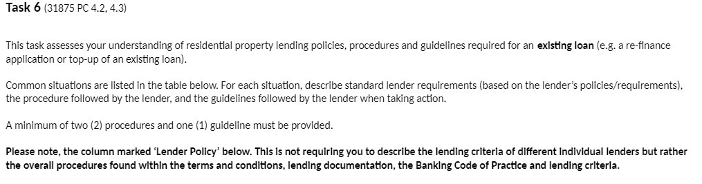 Task 6 {31875 PC 4.2, 4.3) This task assesses