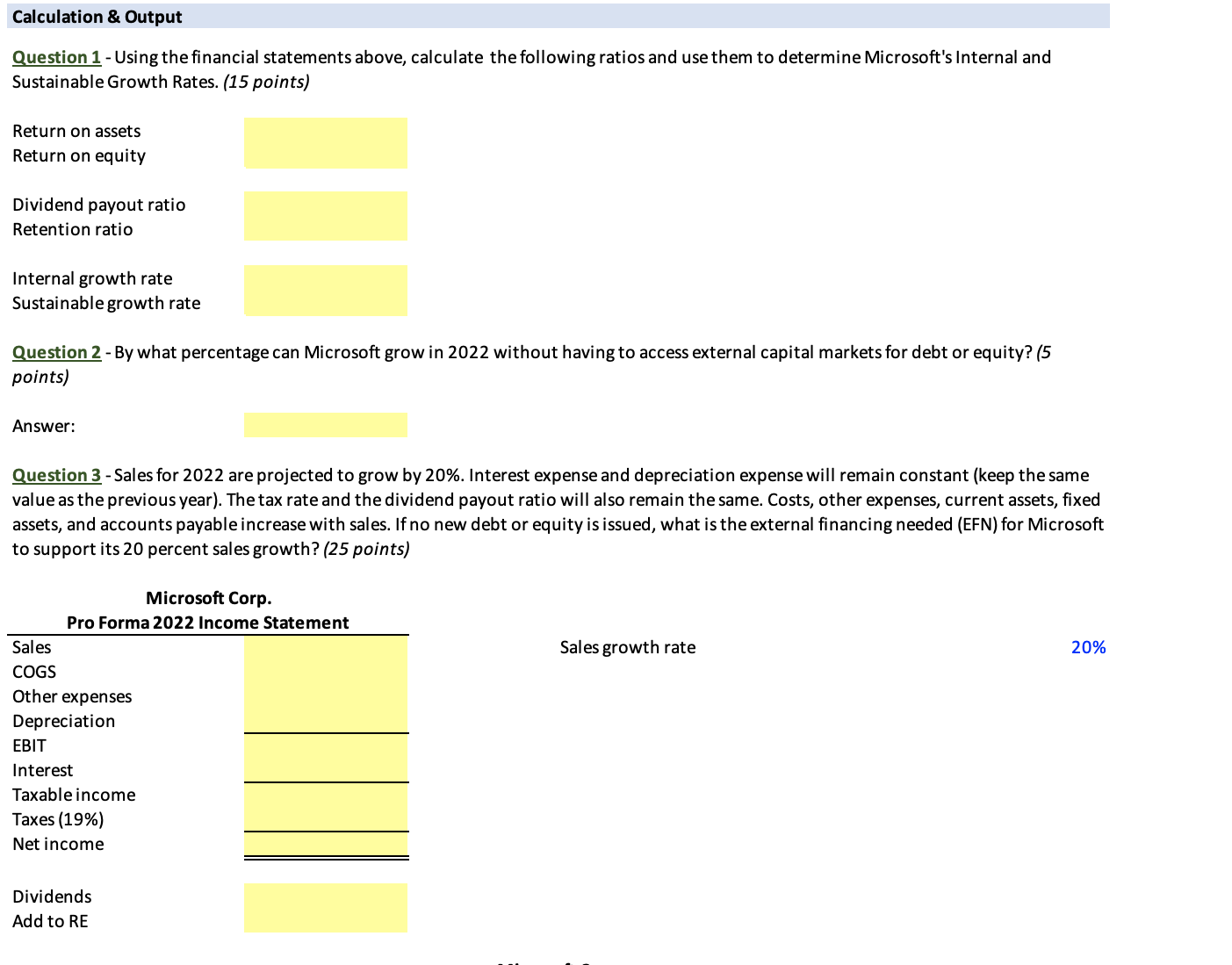 Task 2 - Growth Rates, Pro Formas, and EFN The