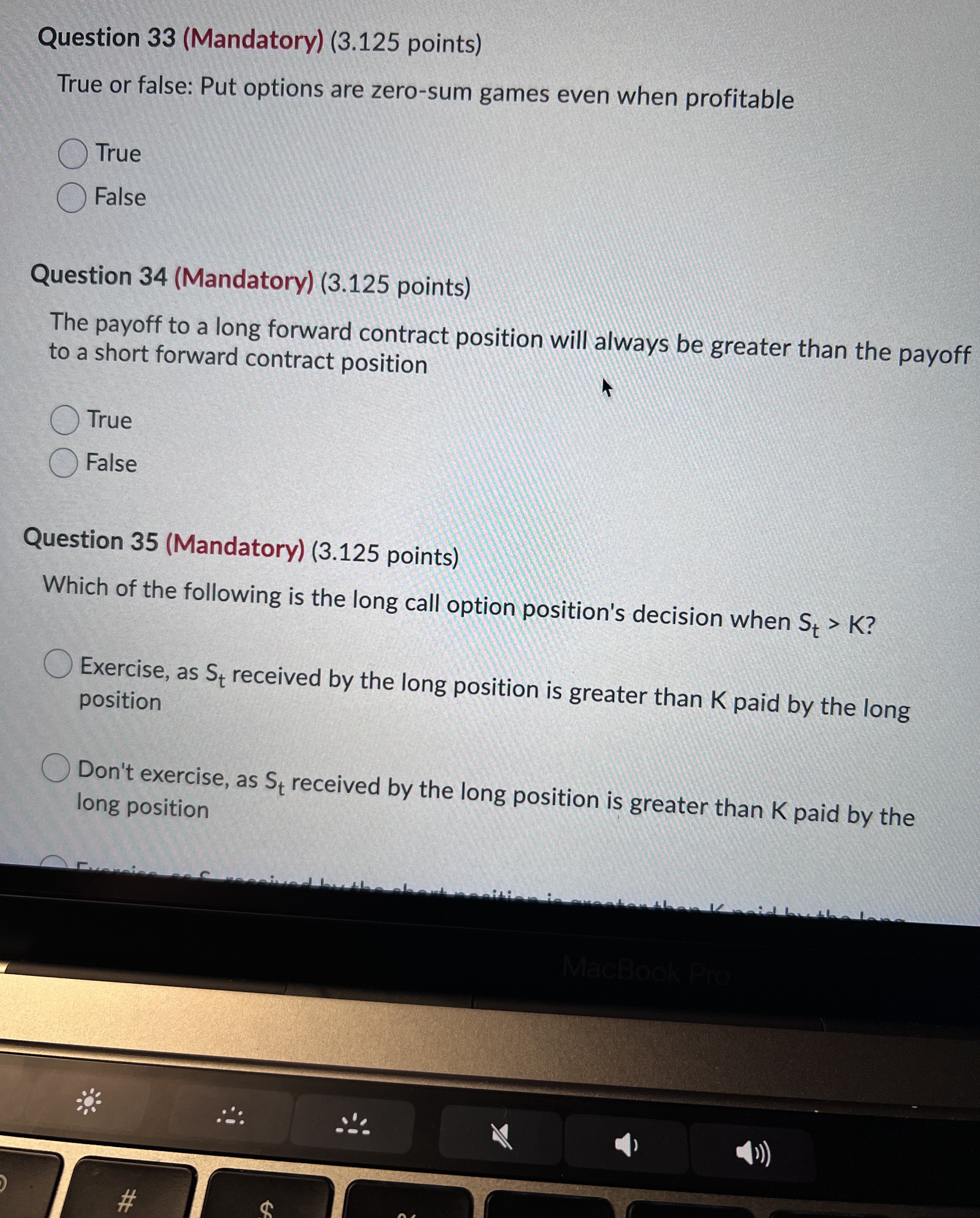 Question 31 (Mandatory) (3.125 points) A call