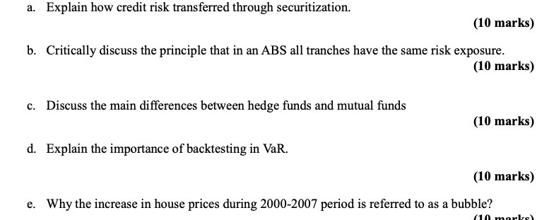 a. Explain how credit risk transferred through