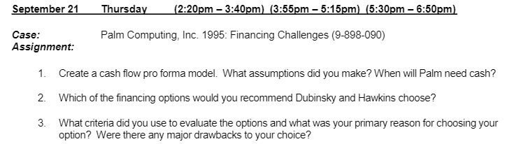 September 21 Thursday (2:20pm - 3:40pm) (3:55pm -