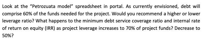 Look at the "Petrozuata model" spreadsheet in