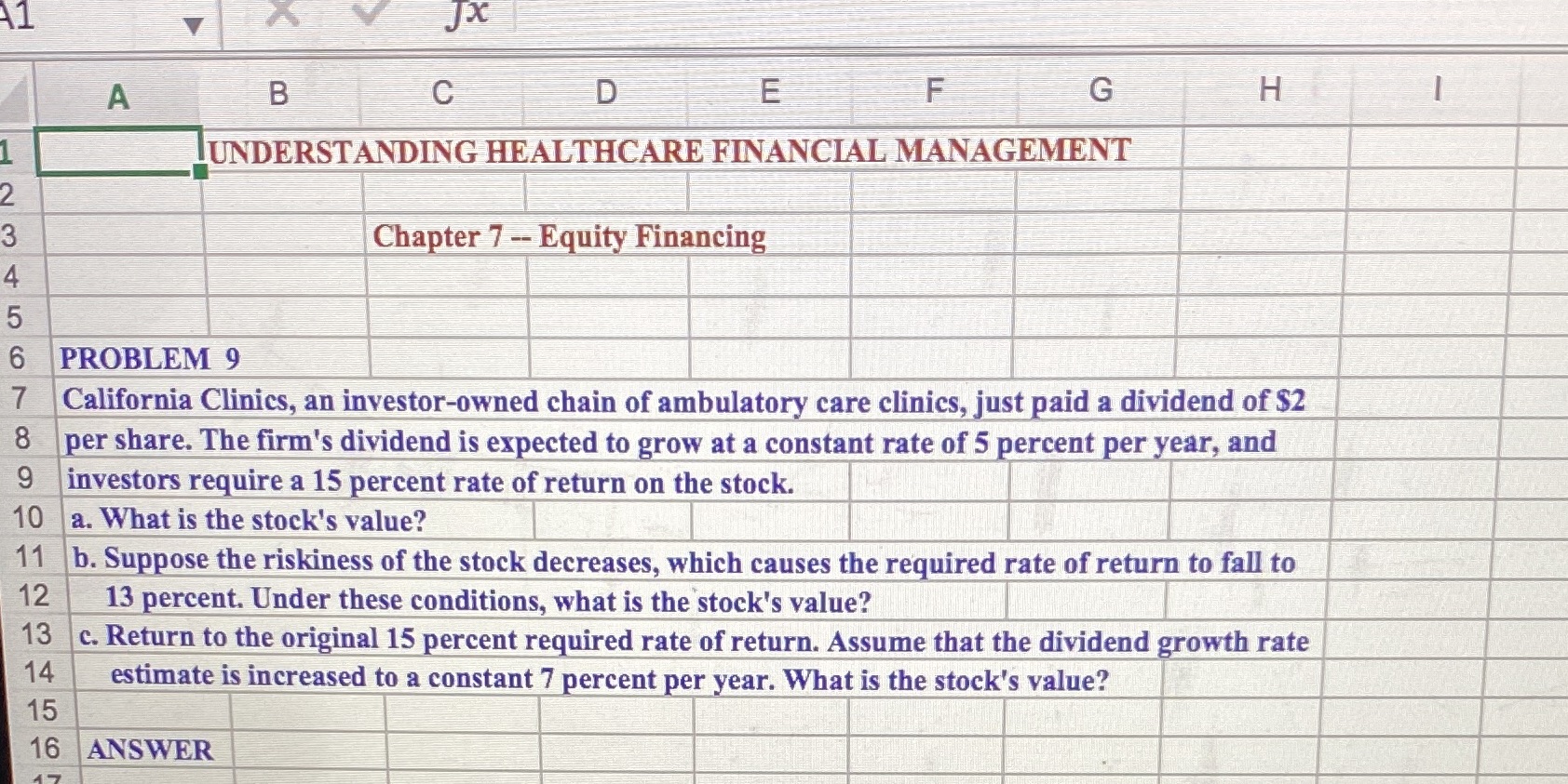 1 JX A B C D E F G H UNDERSTANDING HEALTHCARE