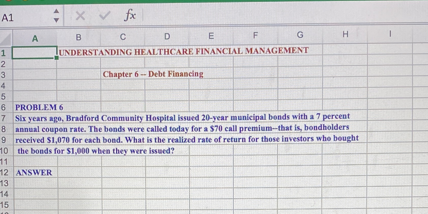 A1 X V fx A B C D E F G H UNDERSTANDING