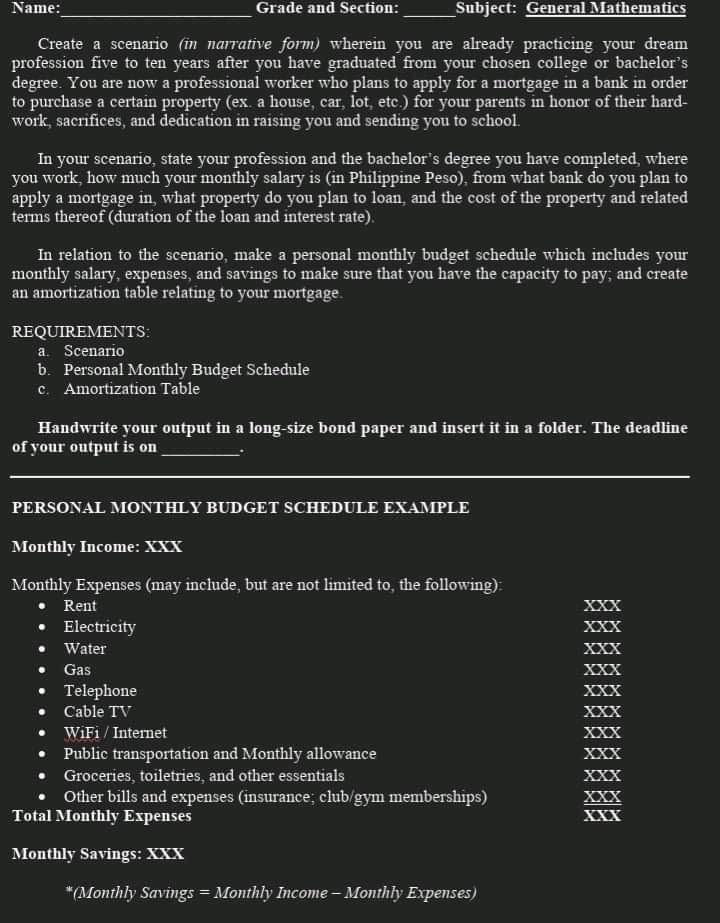 Name: Grade and Section: Subject: General