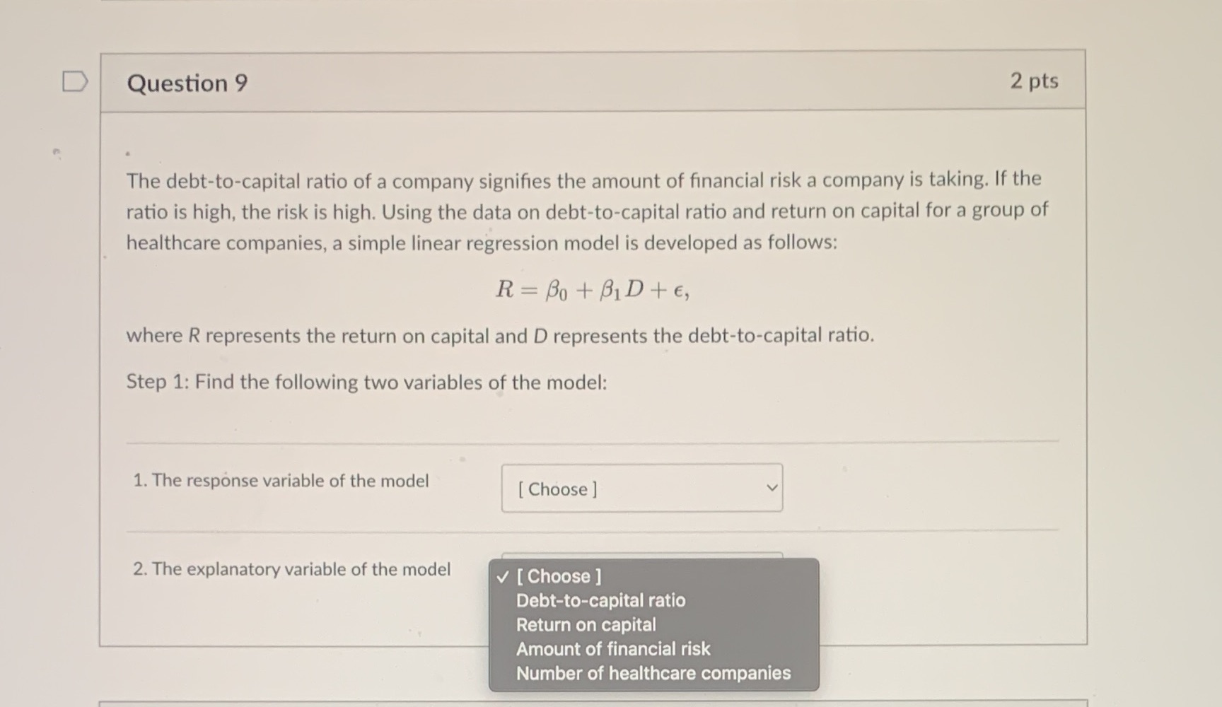 9. Please answer 1-2 from the drop down menu