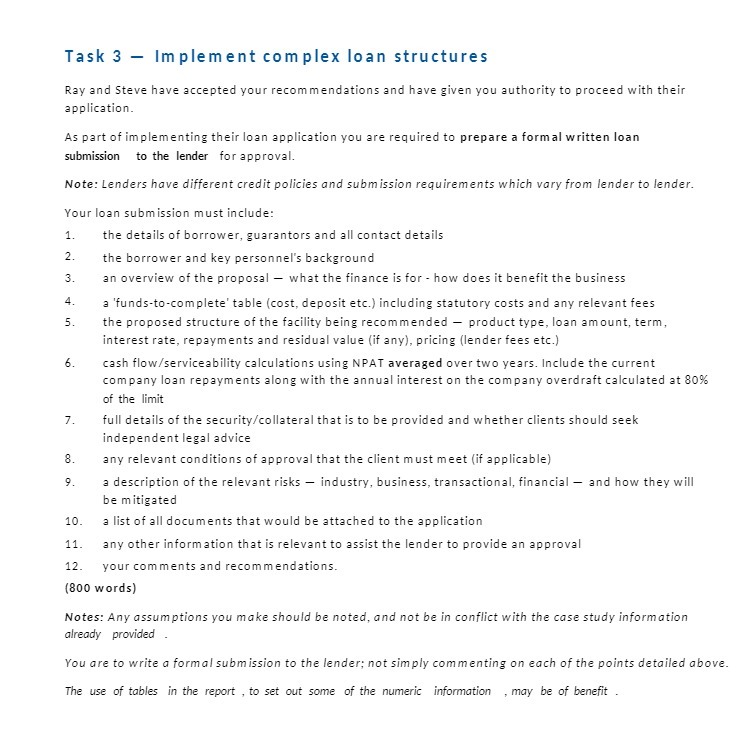 Task 3 - Implement complex loan structures Ray
