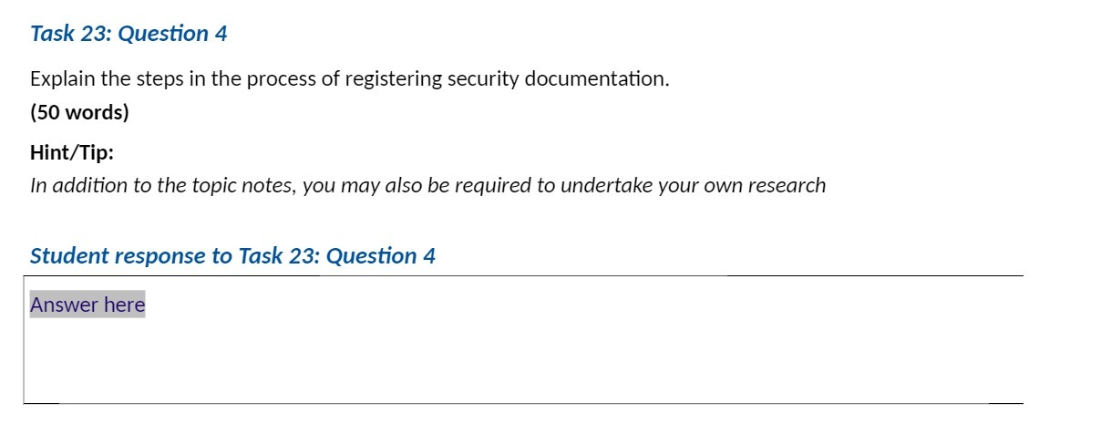 Task 23: Question 4 Explain the steps in the