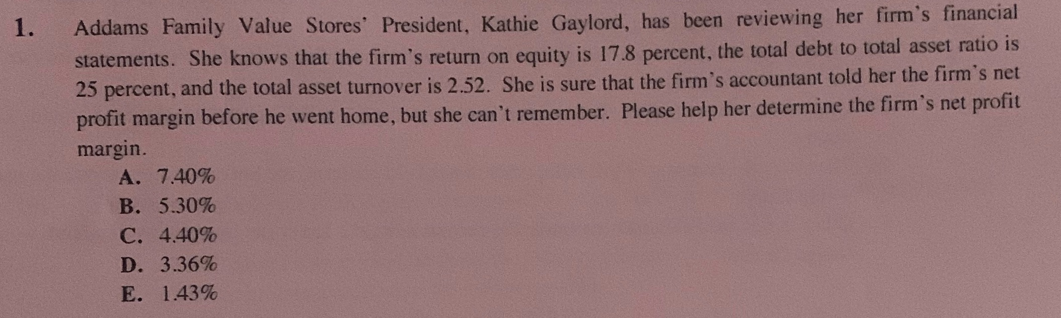 1. Addams Family Value Stores' President,