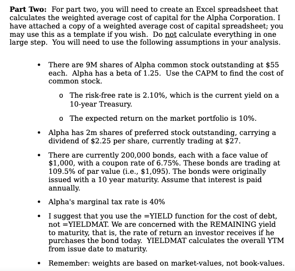 Part Two: For part two, you will need to create