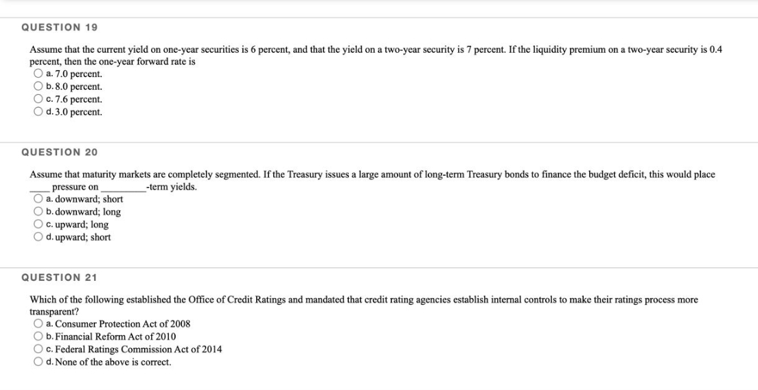 I need solve this question QUESTION 19 Assume