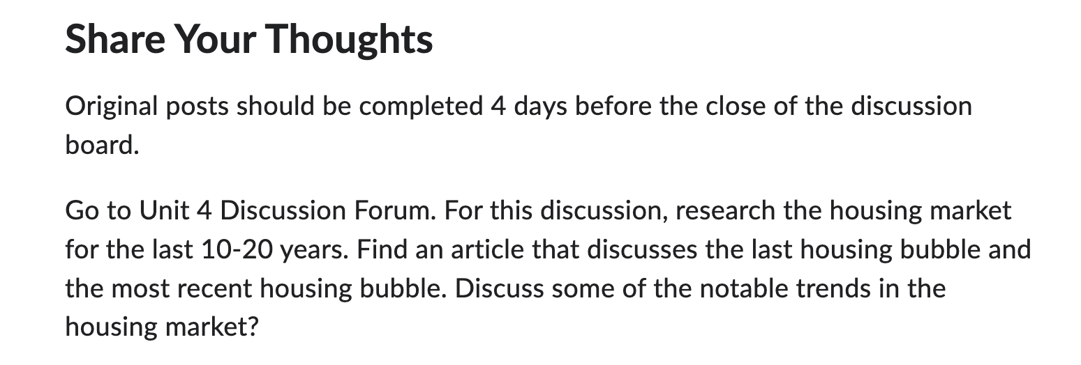 Share Your Thoughts Original posts should be