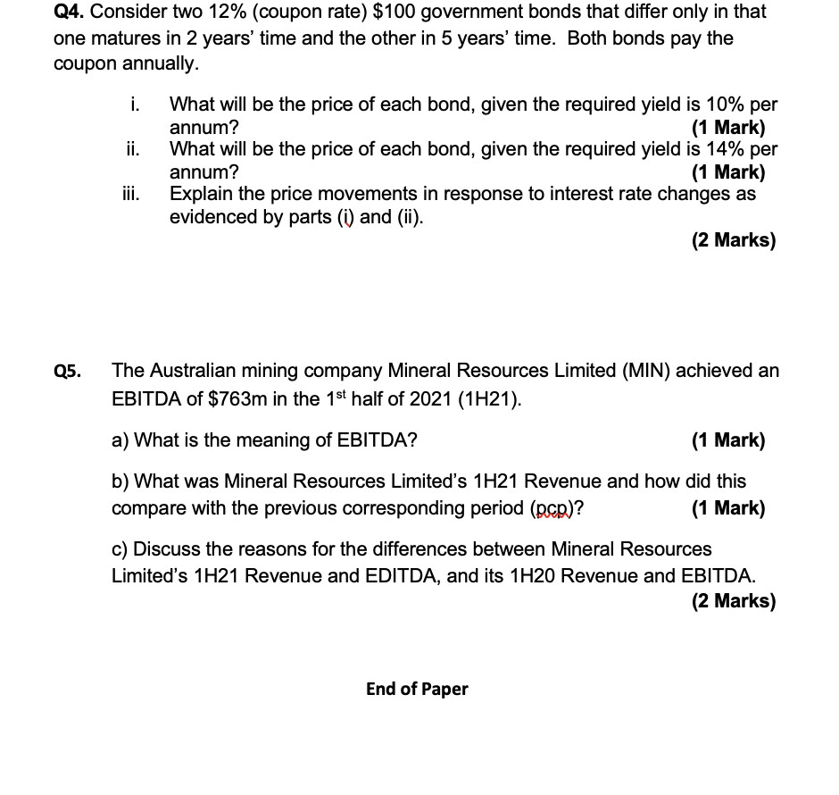 Answer all 5 questions. Each question is worth 4