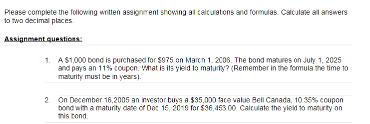 Please complete the following written assignment