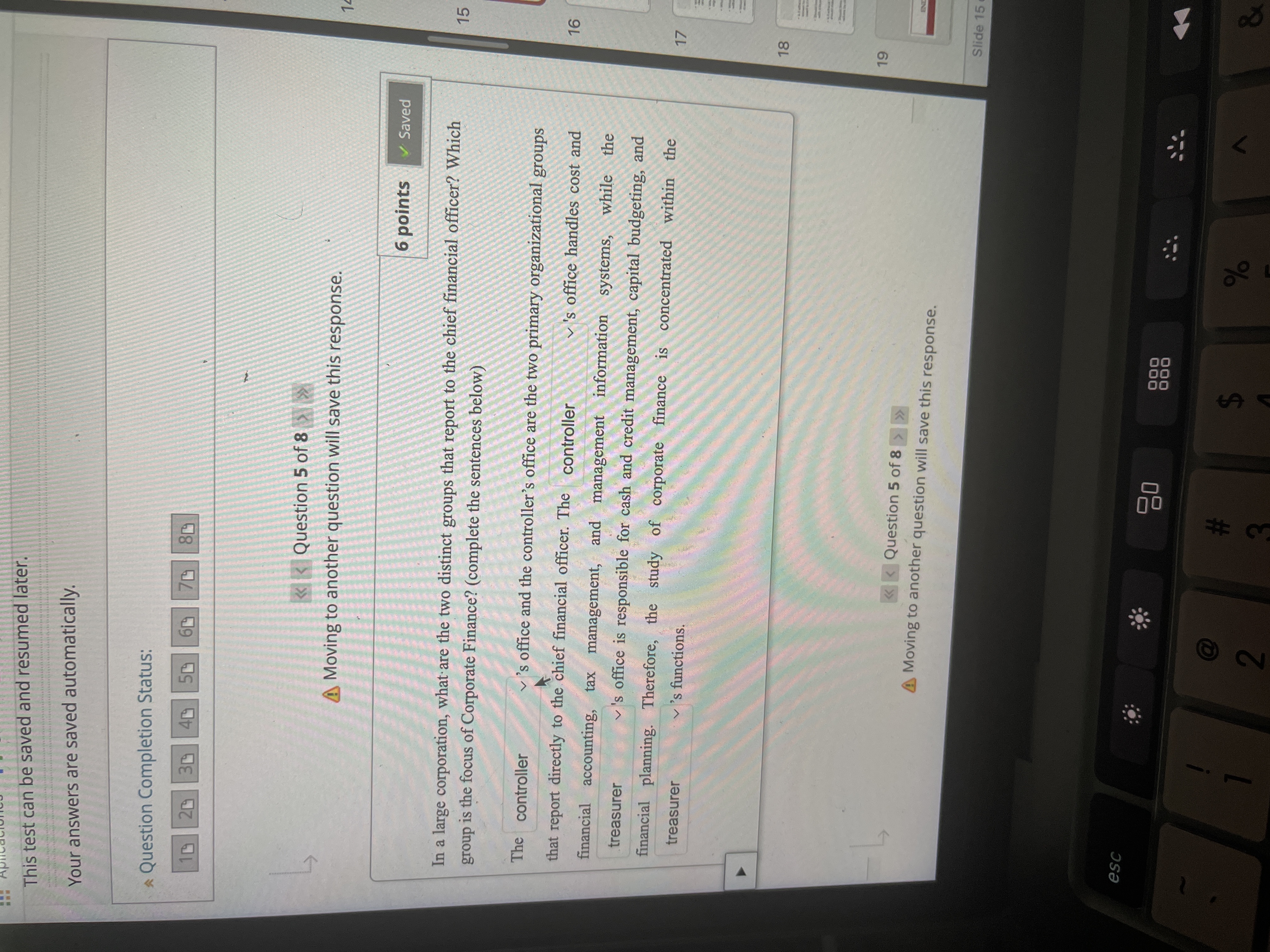 This test can be saved and resumed later. Your