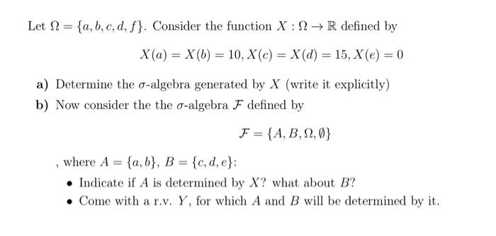 Let ? = {a, b, c, d, f]. Consider the function X