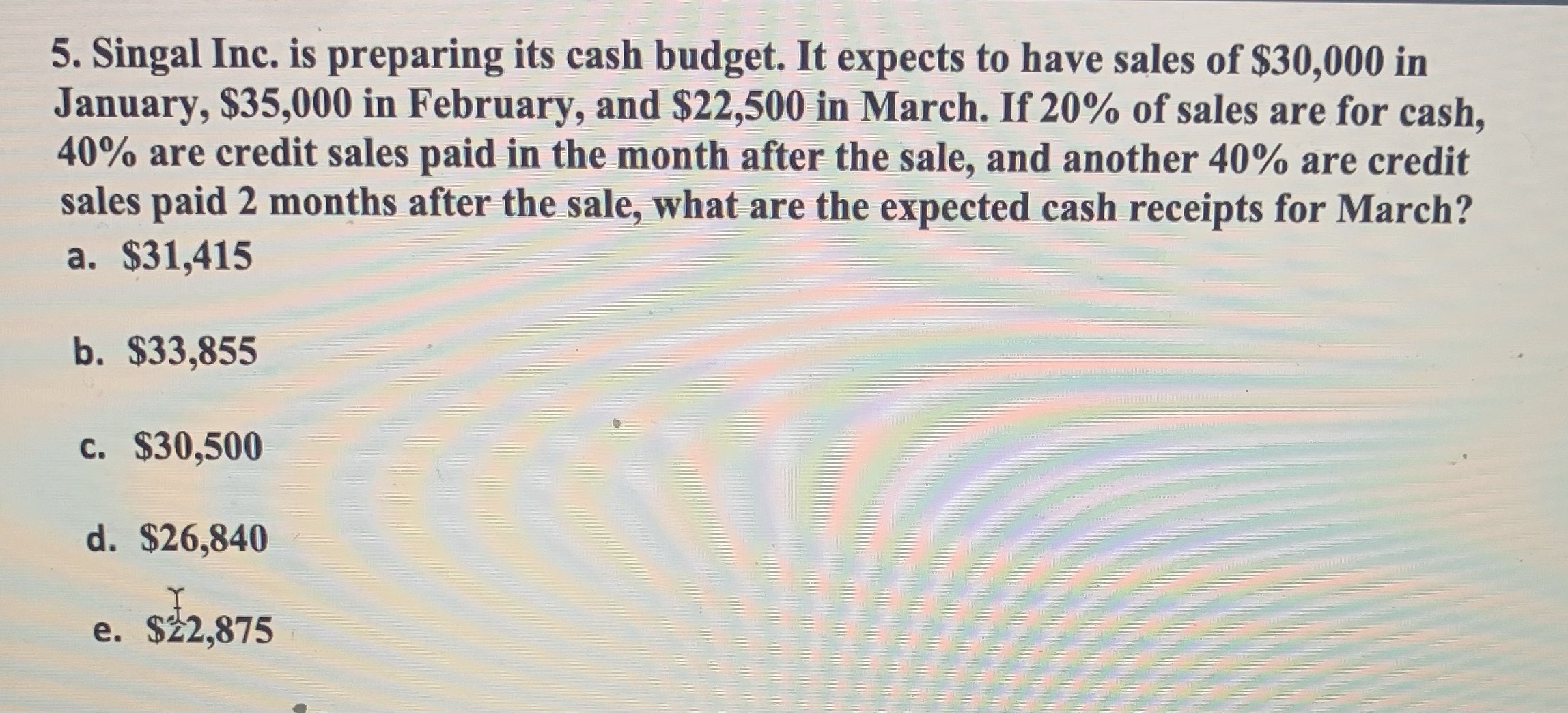 Please need help for my finance class 5. Singal