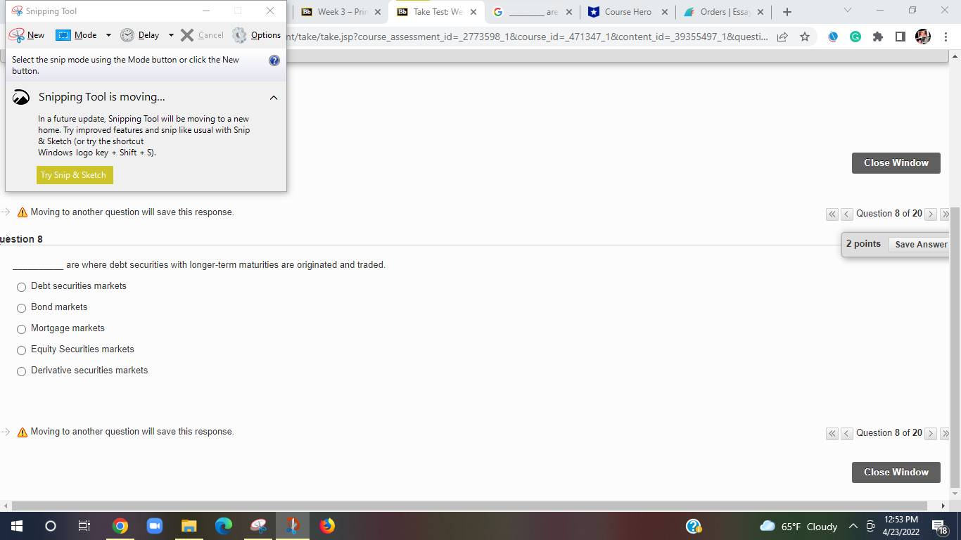 Snipping Tool X Bb Week 3 - Prin X Bb Take Test:
