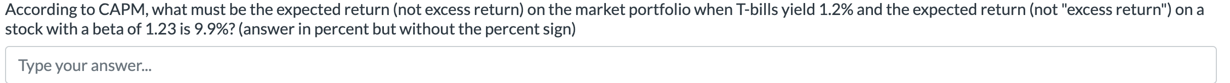 According to CAPM, what must be the expected