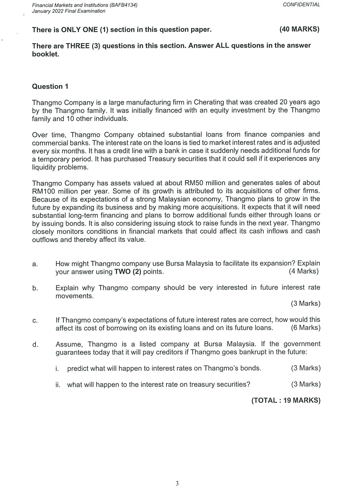 Financiet Markets and Institutions (BAF84134)