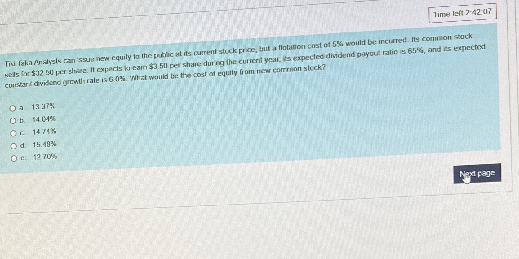 Time left 2:42:07 Tiki Taka Analysts can issue