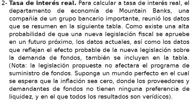 2- Tasa de interes real. Para calcular a tasa de
